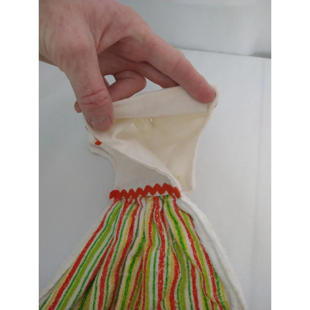 Kitchen Vintage Retro Starter SET 2-Crochet Trivet/Hot Pad 1-Hand Towel Dress